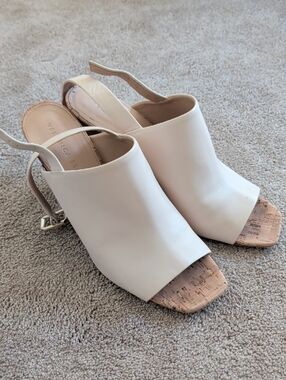 Veronica Beard Bodhi Cream Slingback Open-Toe Heels Size 12